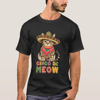 T-shirt Cinco De Meow Chat Chapeau Poncho Cinco De Mayo Ca