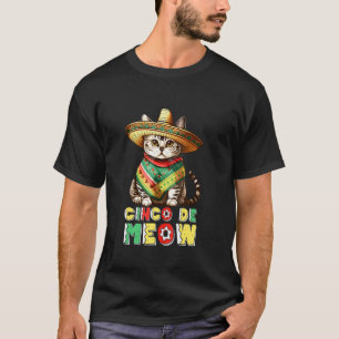 T-shirt Cinco De Meow Chat Chapeau Poncho Cinco De Mayo Ca