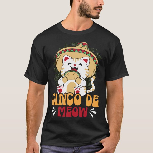 T-shirt Cinco de Meow Chat Mexique Fierté Mexicain Cinco D (Devant)