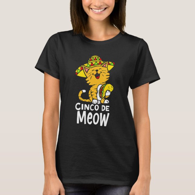 T-shirt Cinco De Meow Cute Cinco De Mayo Sombrero Taco Cat (Devant)