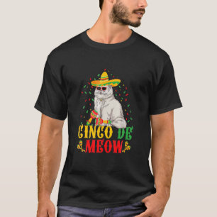 T-shirt Cinco De Meow Funnycinco De Mayo Cat Sombrero Mexi