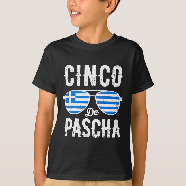 T-shirt Cinco De Pascha Drapeau Grèce Drôle Pâques Grec Ci (Devant)