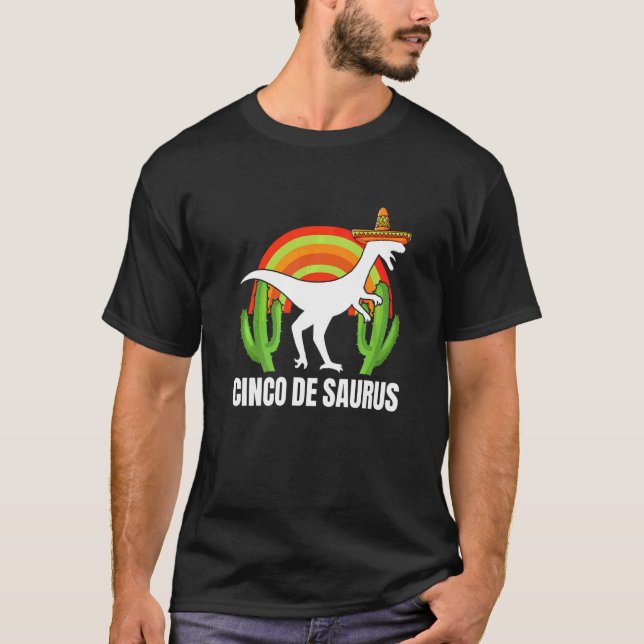 T-shirt Cinco De Saurus Dinosaur Cinco De Mayo Sombrero (Devant)