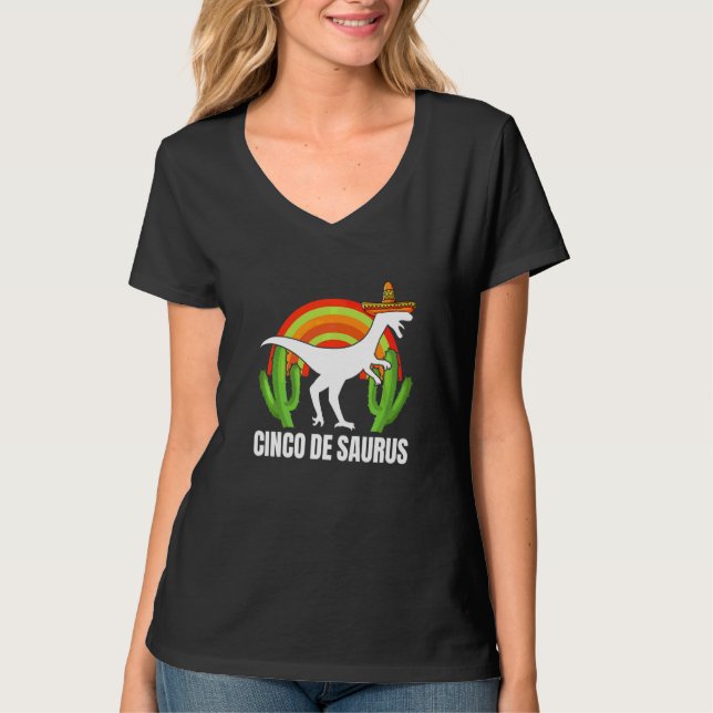 T-shirt Cinco De Saurus Dinosaur Cinco De Mayo Sombrero (Devant)