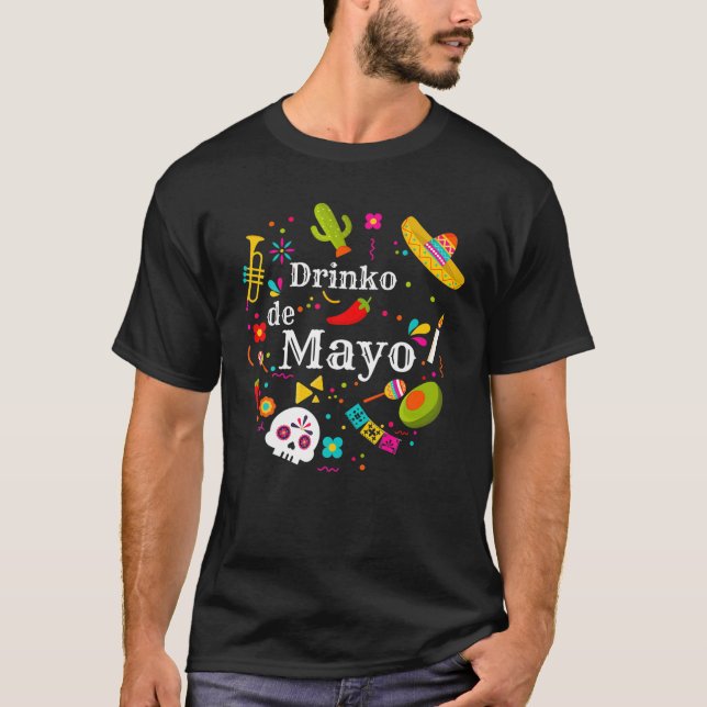 T-shirt Cinco Drinko De Mayo Hommes Femmes Boire Tequila M (Devant)