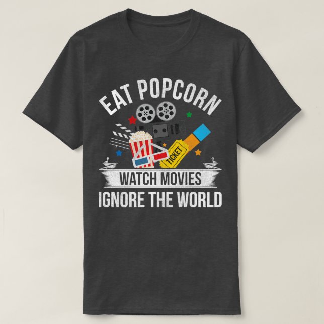 T-shirt Cinema Ticket Snack Retro Popcorn (Design devant)