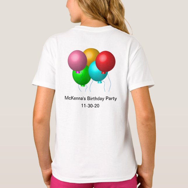 T-shirt Cinq ballons d'anniversaire personnalisés avec dat (Dos)