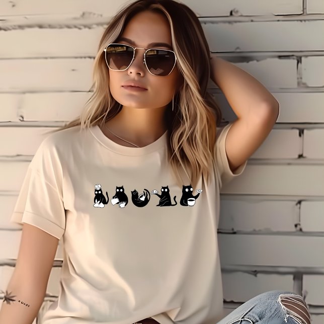 T-shirt Cinq chats d'humeur drôle (Créateur téléchargé)