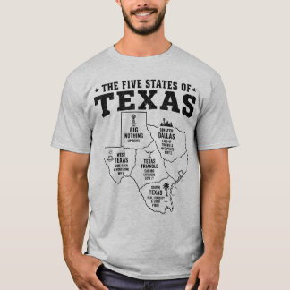 T-shirt Cinq États du Texas Cartes drôles