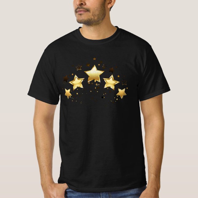 T-shirt Cinq étoiles d'or en noir (Devant)