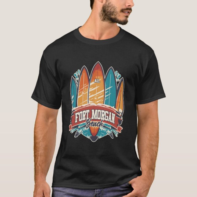 T-shirt Cinq planches de surf Fort Morgan Beach Al (Devant)