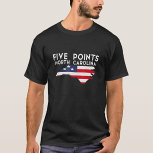 T-shirt Cinq points Caroline du Nord USA State America Tra