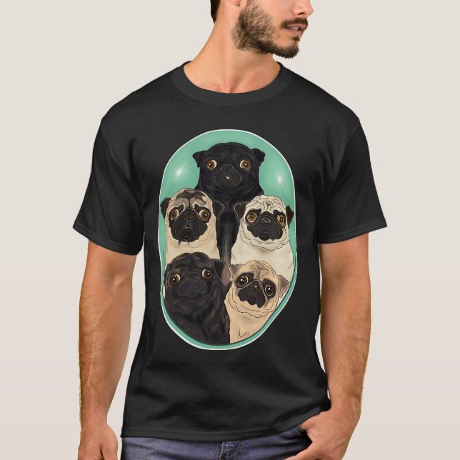 T-shirt Cinq Pugs par FivePugs (Devant)