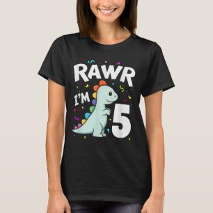 T-shirt Cinq Rawr Im 5 Ans T-rex Dinosaur 5e anniversaire