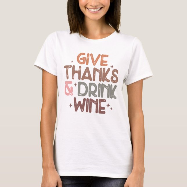 T-shirt Cinq remerciements et boire la typographie du vin  (Devant)