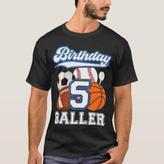T-shirt Cinqième fête d'anniversaire sportive garçon cinq
