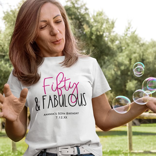 T-shirt Cinquante et fabuleux 50e anniversaire avec texte  (Créateur téléchargé)