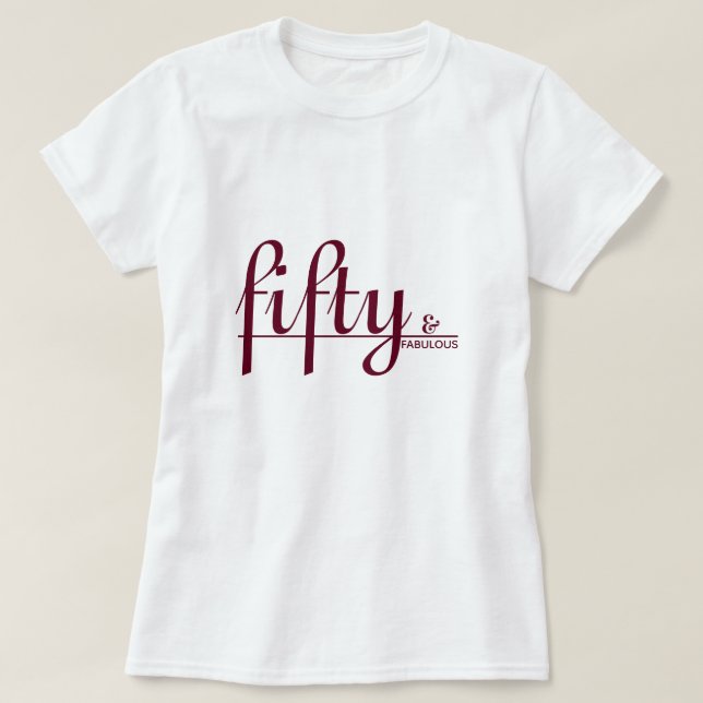 T-shirt cinquante et FABULEUX Élégant Merlot Script Annive (Design devant)