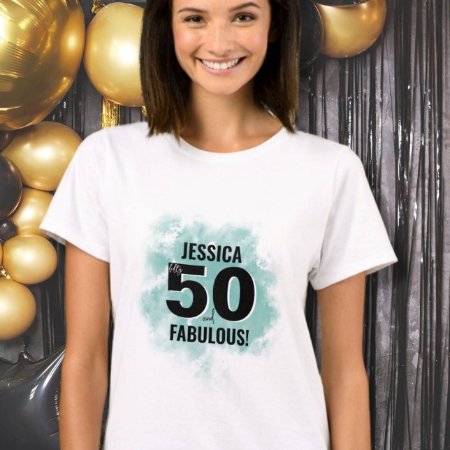 T-shirt Cinquante fabuleux 50e anniversaire (Modern Fifty Fabulous 50th Birthday T-Shirt)