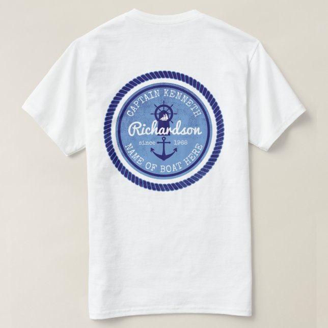 T-shirt cinquantième Capitaine Nautical Rope Anchor Helm (Design dos)