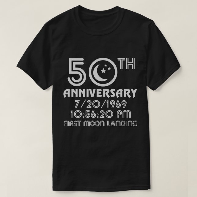 T-shirt cinquantième Premier alunissage d'anniversaire (Design devant)