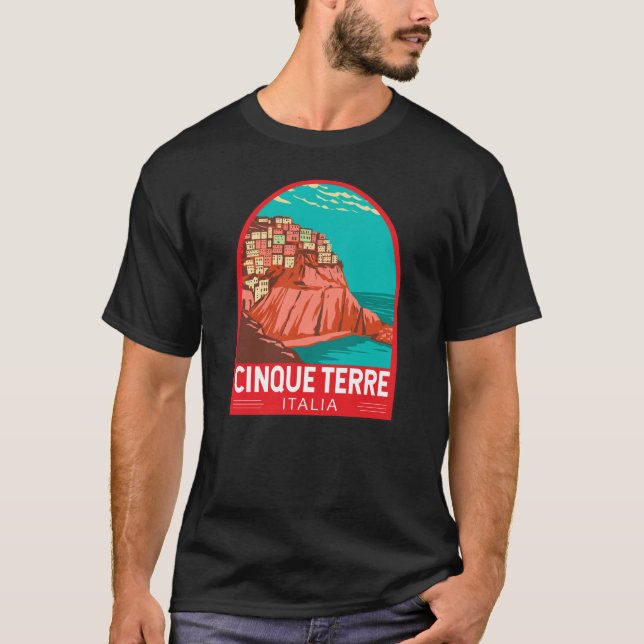 T-shirt Cinque Terre Italie Travel Art Vintage (Devant)