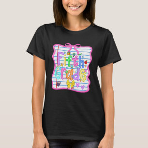 T-shirt Cinquième année de retour à l'école filles nœud 5e