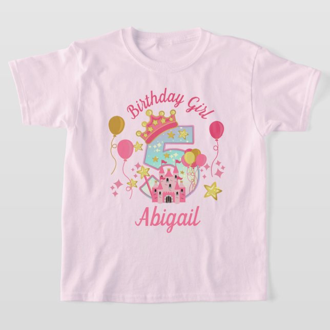 T-shirt Cinquième anniversaire princesse château chemise f (Poser)