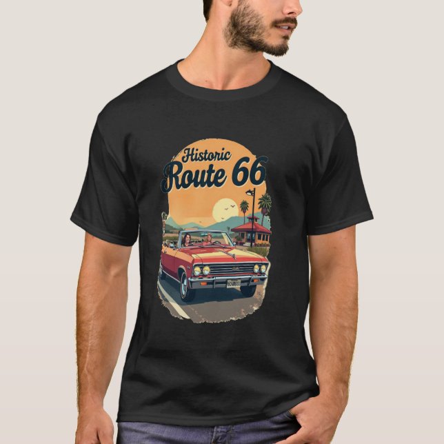 T-shirt Circuit Historique Route 66 Impression Sur Devant (Devant)