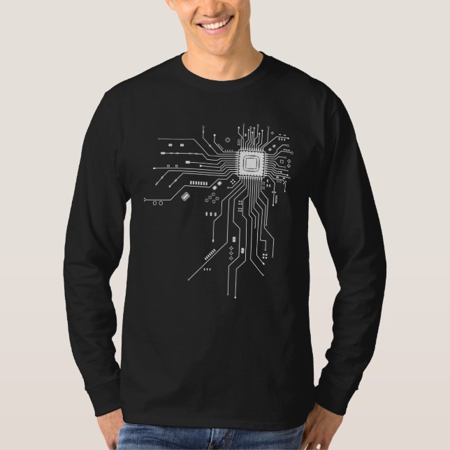 T-shirt Circuit imprimé d'ordinateur d'électronique amusan (Devant)