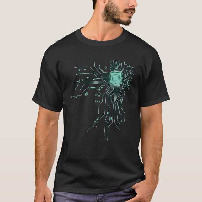 T-shirt Circuit imprimé d'ordinateur d'électronique amusan (Devant)