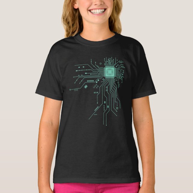 T-shirt Circuit imprimé d'ordinateur d'électronique amusan (Devant)