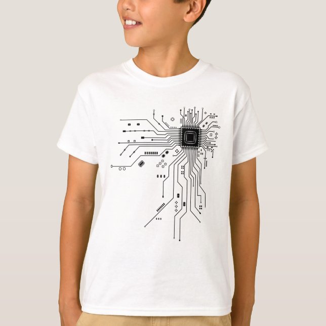 T-shirt Circuit imprimé d'ordinateur d'électronique amusan (Devant)