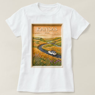 T-shirt Circuit routier vintage dans la prairie du Kansas,