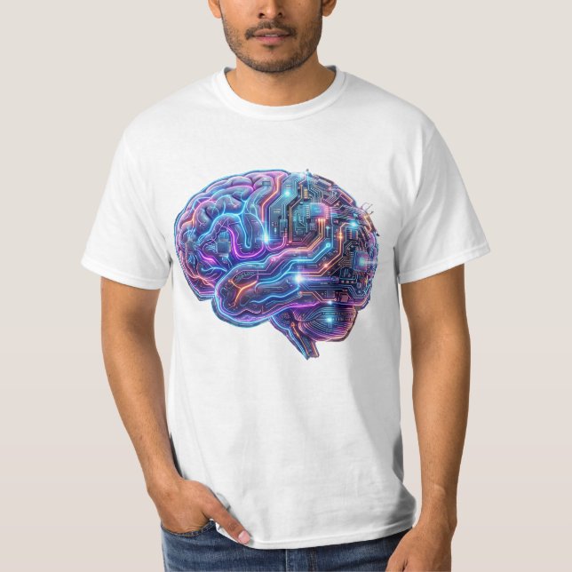T-shirt Circuits de cerveau de cyborg d'intelligence artif (Devant)