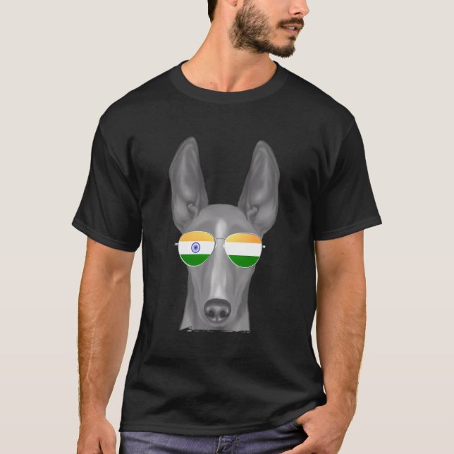 T-shirt Cirnechi Dellâ€™Etna Chien Inde Drapeau Lunettes d (Devant)