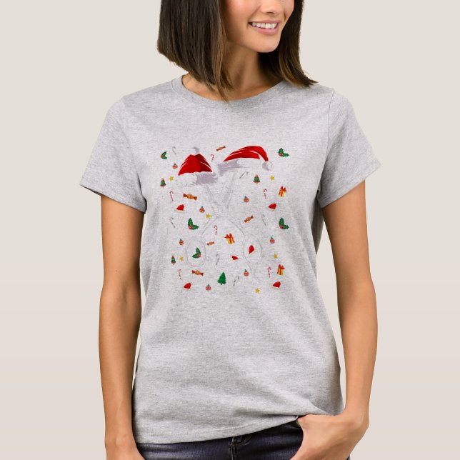 T-shirt Ciseau de barbier Santa Hat Funny Barbershop (Devant)