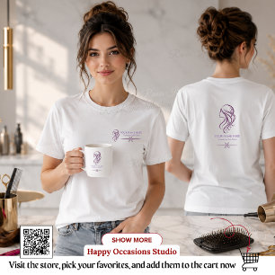 T-Shirt Ciseaux Coiffeur Cheveux Violets Blancs
