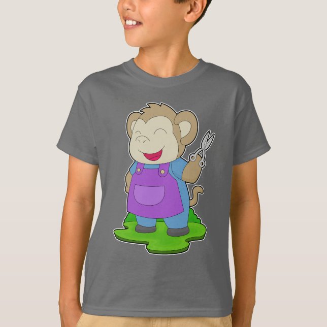 T-shirt Ciseaux de coiffeur de singes (Devant)