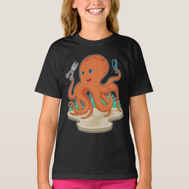T-shirt Ciseaux de coiffeur Octopus (Devant)