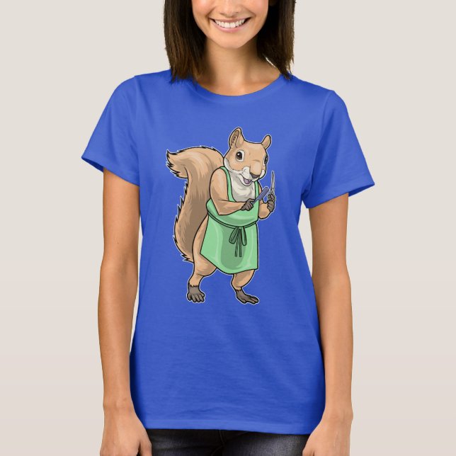 T-shirt Ciseaux de coiffeur pour écureuil Peigne (Devant)