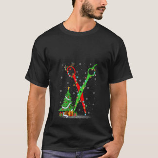 T-shirt Ciseaux de coiffeuse pour femmes Lumières de sapin