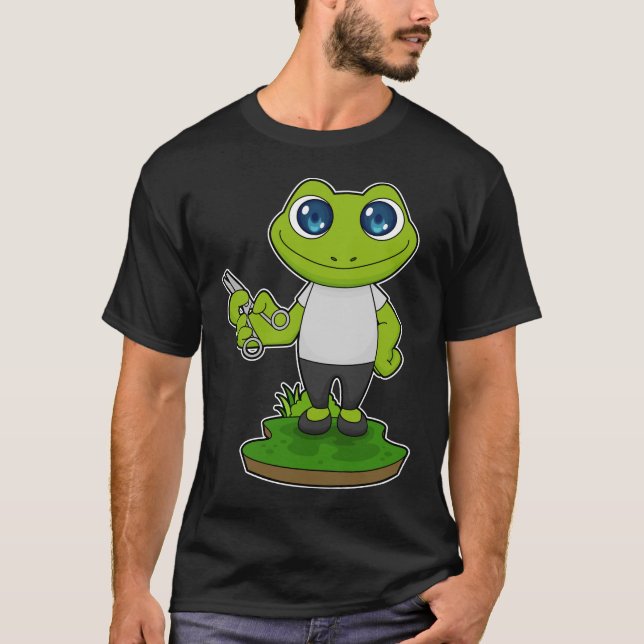 T-shirt Ciseaux de coiffure de grenouille (Devant)
