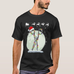 T-shirt Ciseaux de coiffure de Noël avec Père Noël H