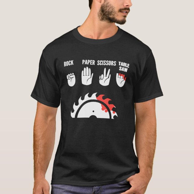 T-shirt Ciseaux de papier de roche charpentier et ouvrier  (Devant)