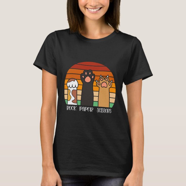 T-shirt Ciseaux de papier roche jeu Kitten Lover animaux p (Devant)