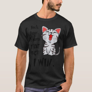 T-shirt Ciseaux de papier roche Throat Punch I Win Cat F
