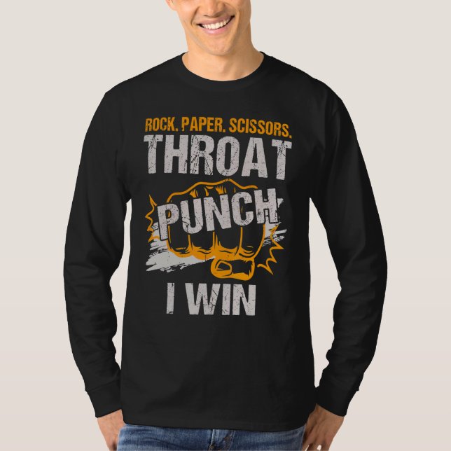 T-shirt Ciseaux de papier roche Throat Punch Je gagne (Devant)