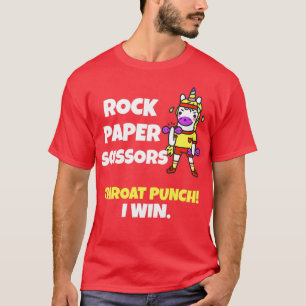 T-shirt Ciseaux de papier roche Throat Punch Je gagne Unic