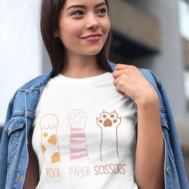 T-shirt Ciseaux de papier rocheux avec pattes de chat amus (Créateur téléchargé)